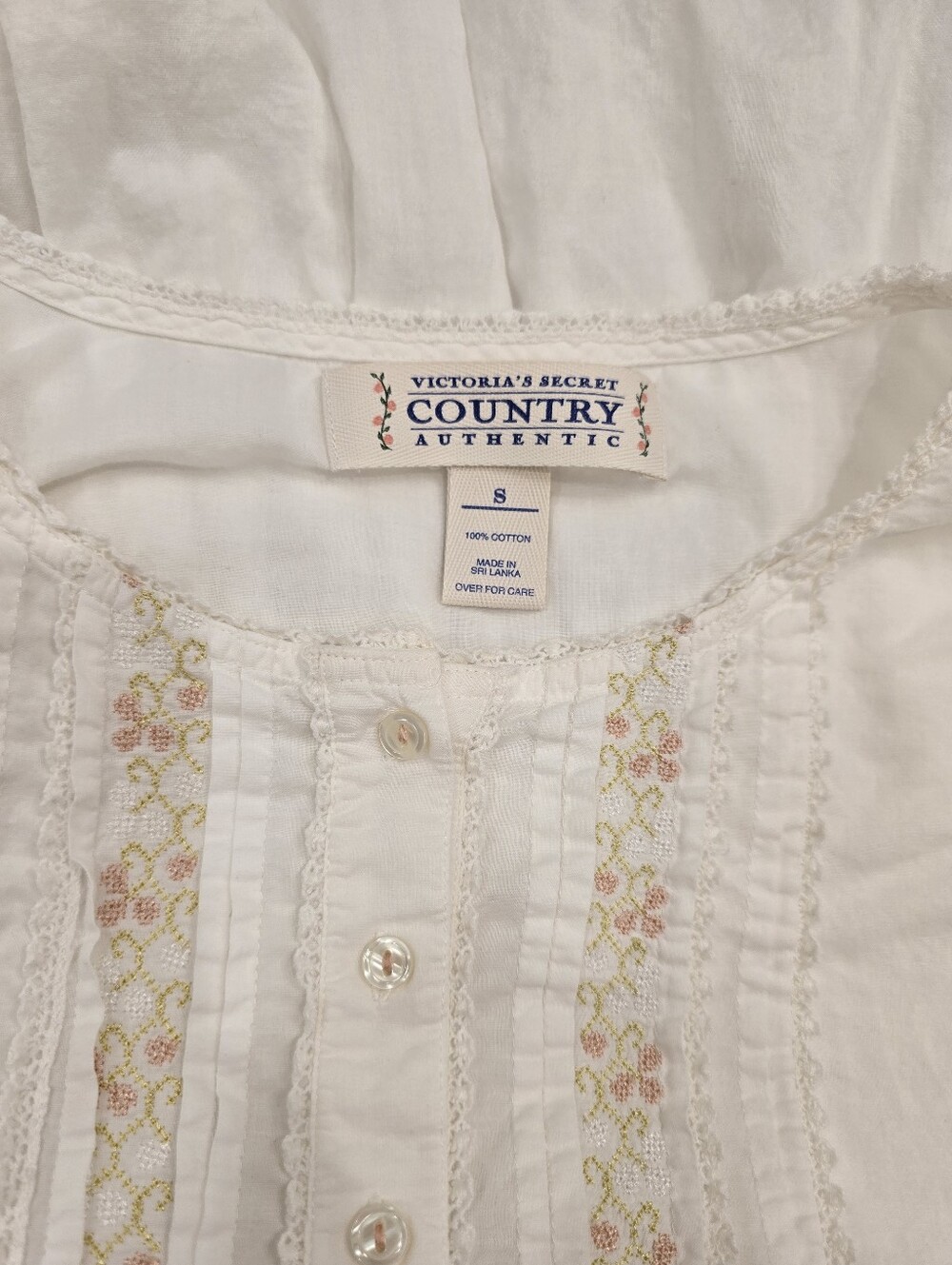vintage Victoria's Secret Country white cotton long nightgown S - Picture 4 of 9